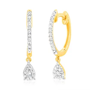 Luminesce Lab Grown 1/6 Carat Diamond Drop earring in 9ct Yellow Gold Shiels