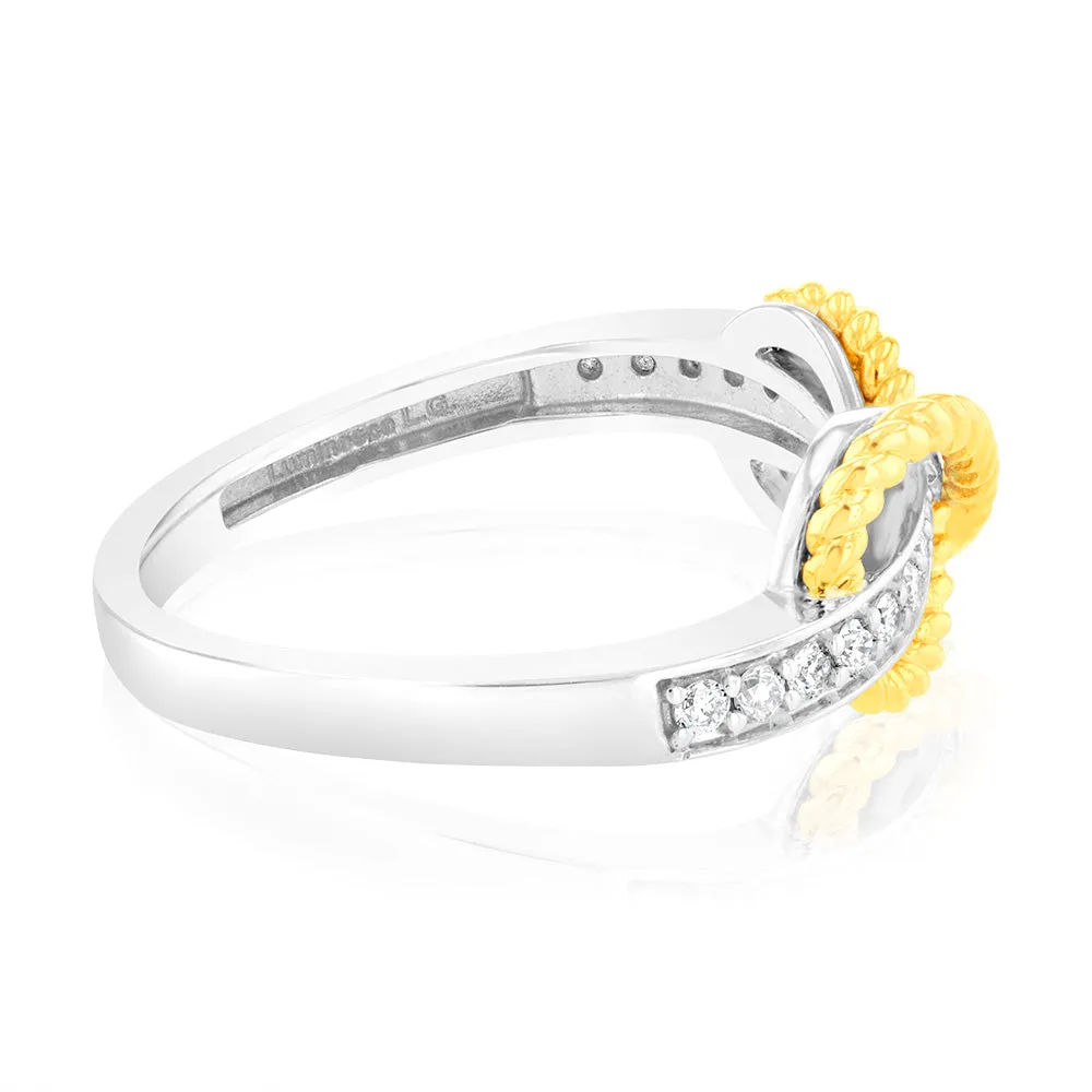 Luminesce Lab Grown 1/6 Carat Diamond Infinity Ring in 9ct Yellow Gold & Sterling Silver Shiels