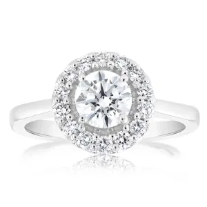Luminesce Lab Grown 18ct White Gold 1 Carat Diamond Brilliant Halo Engagement Ring Shiels