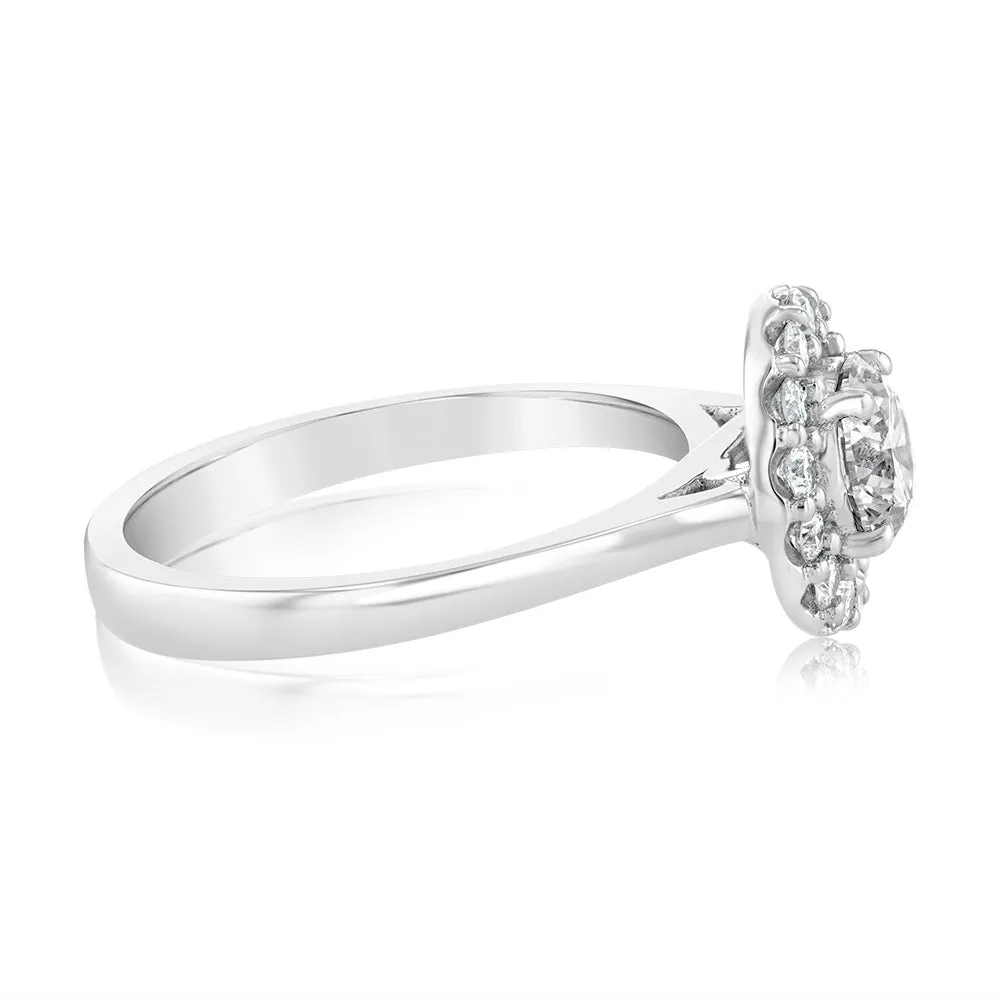 Luminesce Lab Grown 18ct White Gold 1 Carat Diamond Brilliant Halo Engagement Ring Shiels