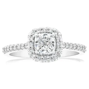 Luminesce Lab Grown 18ct White Gold 1 Carat Diamond Cushion Halo Ring Shiels