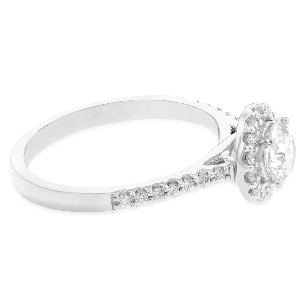 Luminesce Lab Grown 18ct White Gold 1 Carat Diamond Halo Ring Shiels