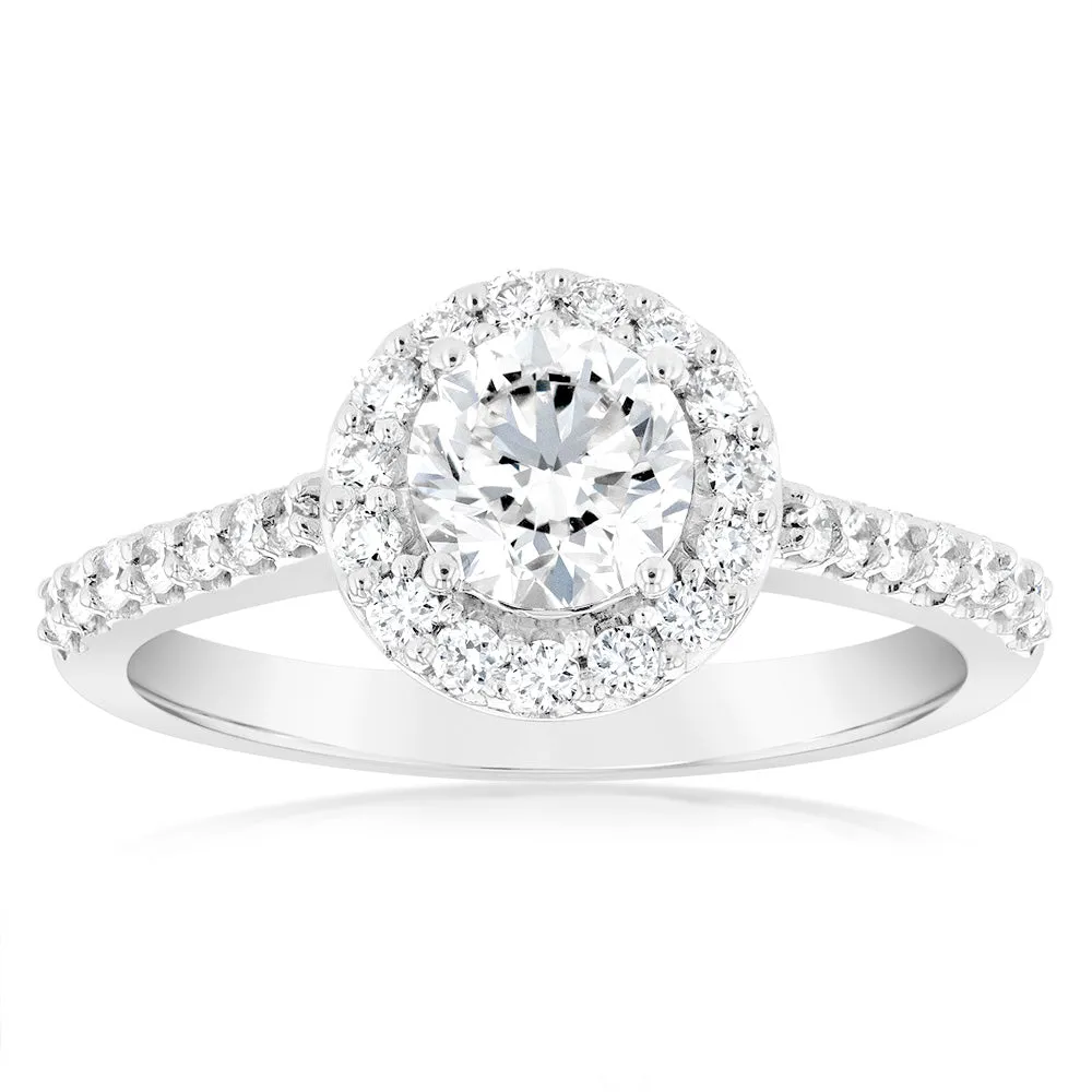Luminesce Lab Grown 18ct White Gold 1 Carat Diamond Halo Ring Shiels