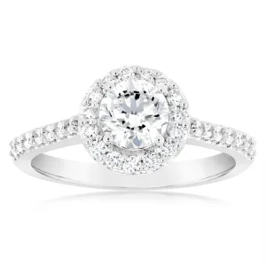 Luminesce Lab Grown 18ct White Gold 1 Carat Diamond Halo Ring Shiels