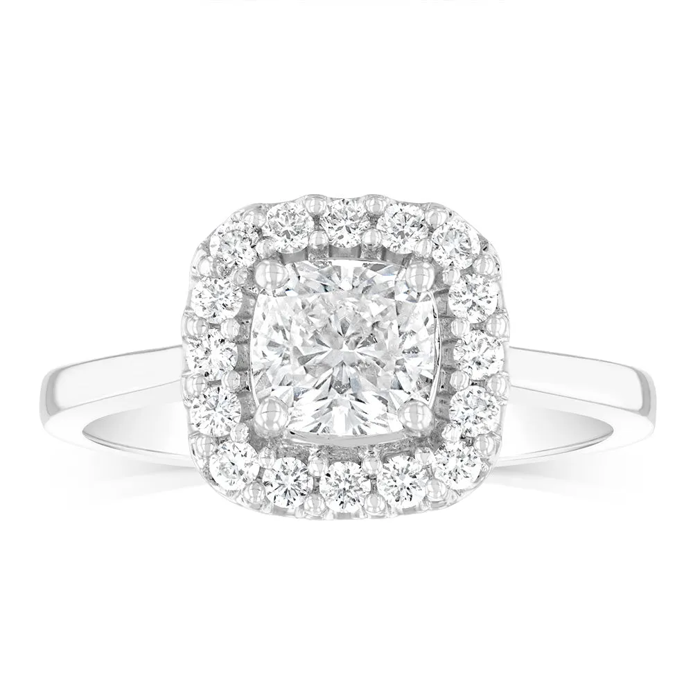 Luminesce Lab Grown 18ct White Gold 1.3 Carat Diamond Cushion Ring Shiels