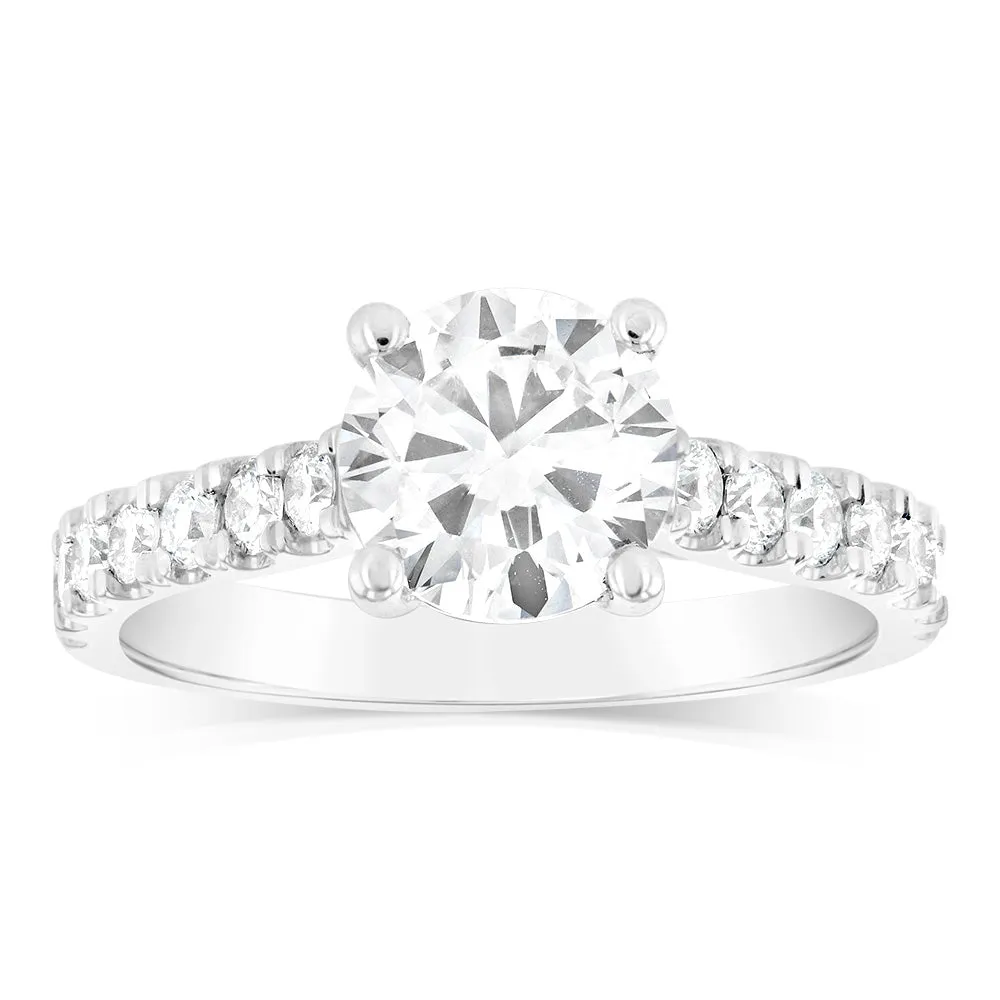 Luminesce Lab Grown 18ct White Gold 2 Carat TW 1.5 Carat Certified Diamond Engagement Ring Shiels