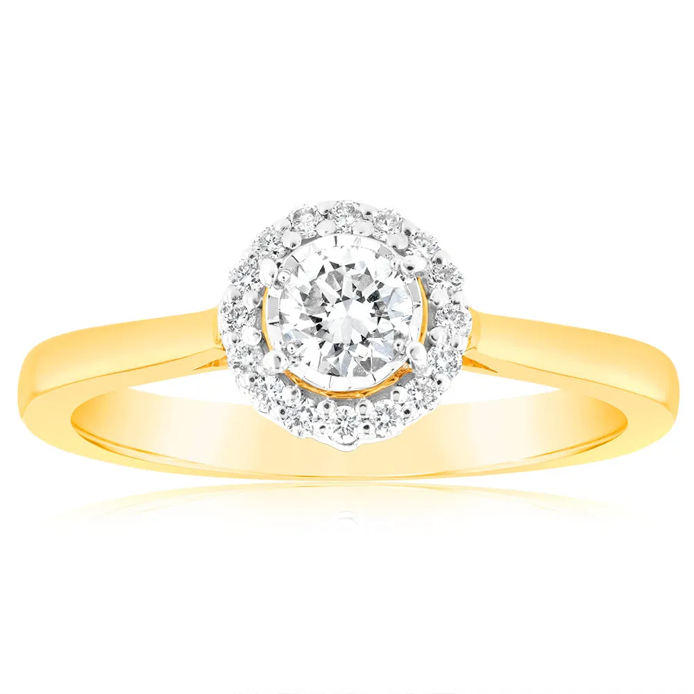 Luminesce Lab Grown 18ct Yellow Gold 0.30 Carat Diamond Solitaire Ring with Centre Diamond 0.25 Carat Shiels
