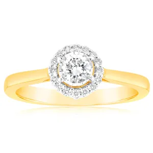 Luminesce Lab Grown 18ct Yellow Gold 0.30 Carat Diamond Solitaire Ring with Centre Diamond 0.25 Carat Shiels