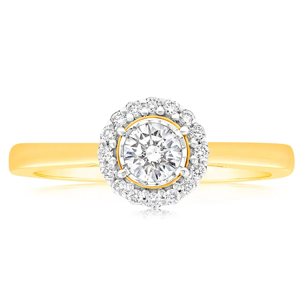 Luminesce Lab Grown 18ct Yellow Gold 0.30 Carat Diamond Solitaire Ring with Centre Diamond 0.25 Carat Shiels