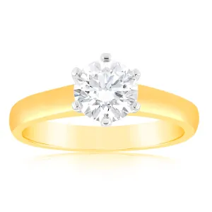 Luminesce Lab Grown 18ct Yellow Gold 1 Carat Certified Diamond Solitaire Ring Shiels
