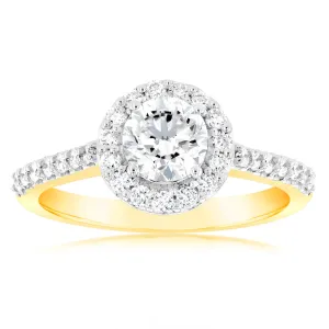 Luminesce Lab Grown 18ct Yellow Gold 1 Carat Diamond Halo Ring Shiels