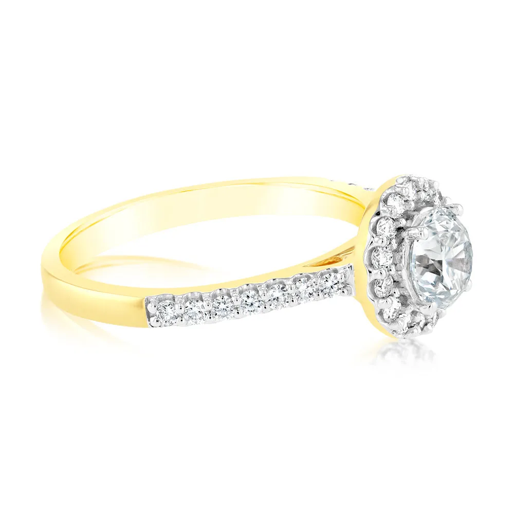 Luminesce Lab Grown 18ct Yellow Gold 1 Carat Diamond Halo Ring Shiels