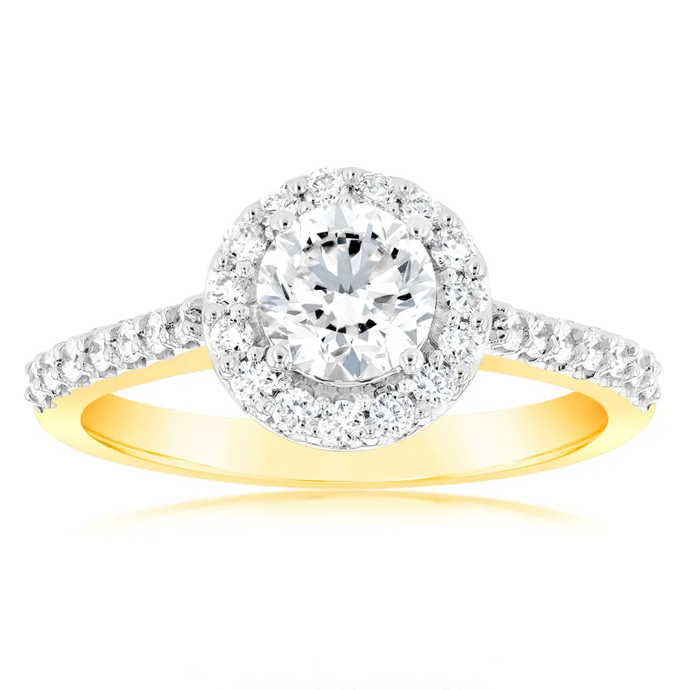 Luminesce Lab Grown 18ct Yellow Gold 1 Carat Diamond Halo Ring Shiels