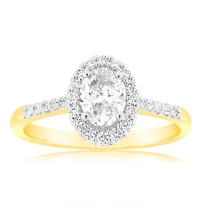 Luminesce Lab Grown 18ct Yellow Gold 1 Carat Diamond Oval Halo Ring Shiels