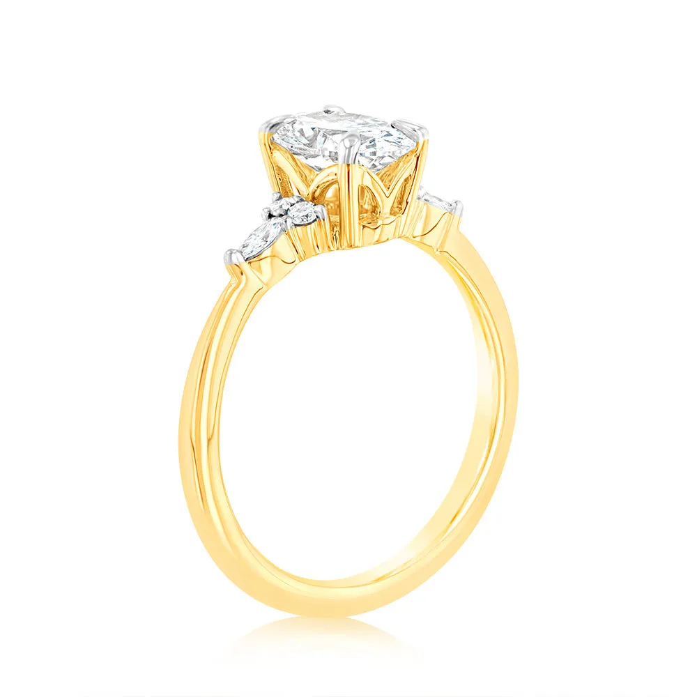 Luminesce Lab Grown 18ct Yellow Gold 1.10 Carat Diamond Solitaire Ring with 1 Carat Oval Center Diamond Shiels