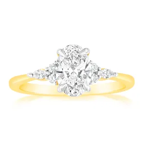 Luminesce Lab Grown 18ct Yellow Gold 1.10 Carat Diamond Solitaire Ring with 1 Carat Oval Center Diamond Shiels