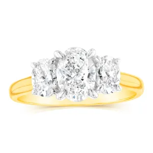 Luminesce Lab Grown 18ct Yellow Gold 1.5 Carat Trilogy Diamond Ring Shiels