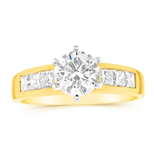 Luminesce Lab Grown 18ct Yellow Gold 1.5 Carat TW 1 Carat Centre Diamond Ring Shiels
