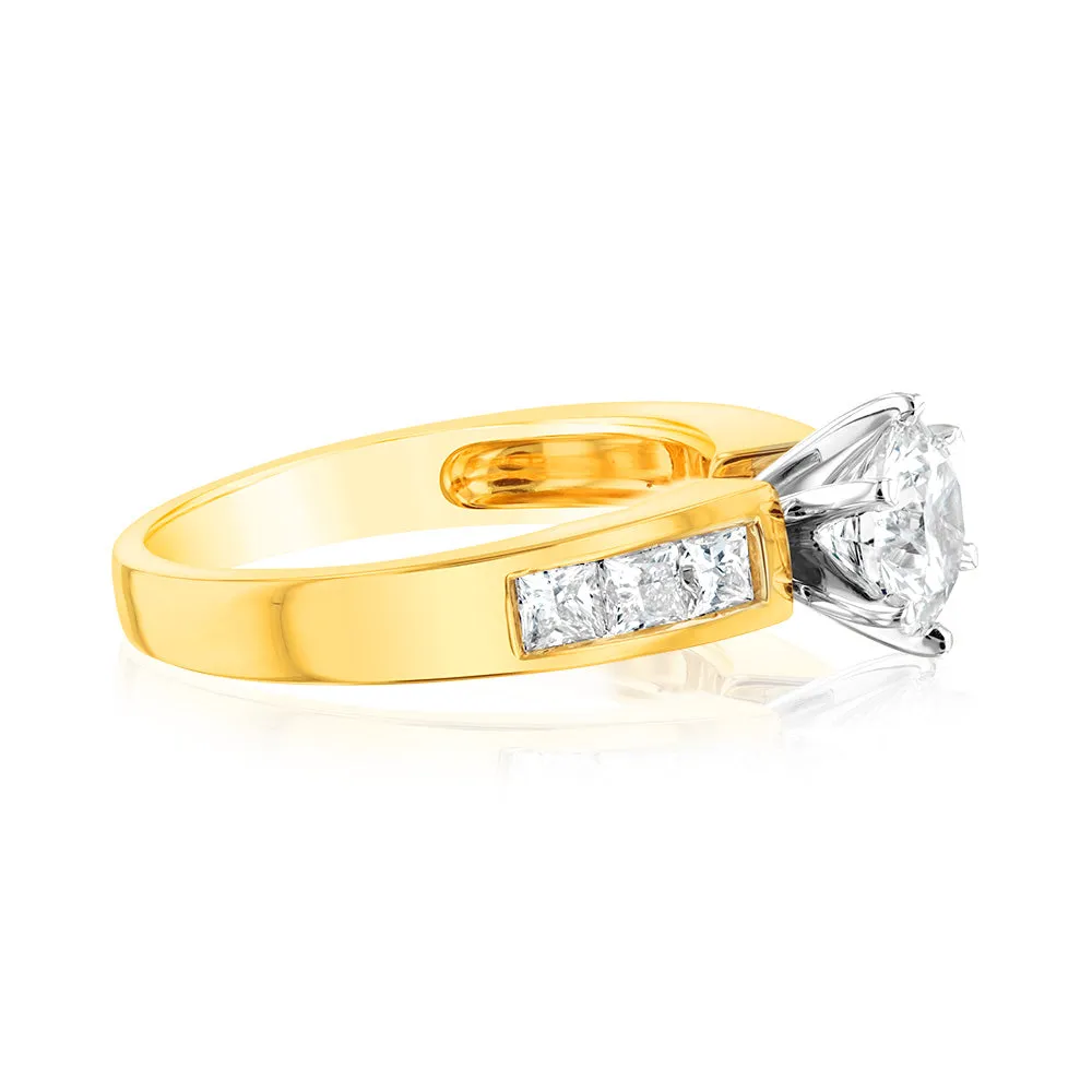 Luminesce Lab Grown 18ct Yellow Gold 1.5 Carat TW 1 Carat Centre Diamond Ring Shiels