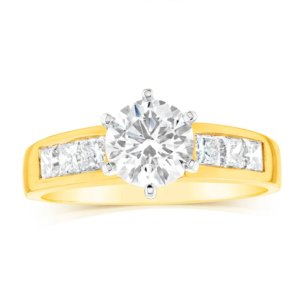 Luminesce Lab Grown 18ct Yellow Gold 1.5 Carat TW 1 Carat Centre Diamond Ring Shiels