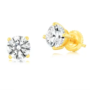 Luminesce Lab Grown 2 Carat Diamond Screwback Solitaire Earrings in 14ct Yellow Gold Shiels