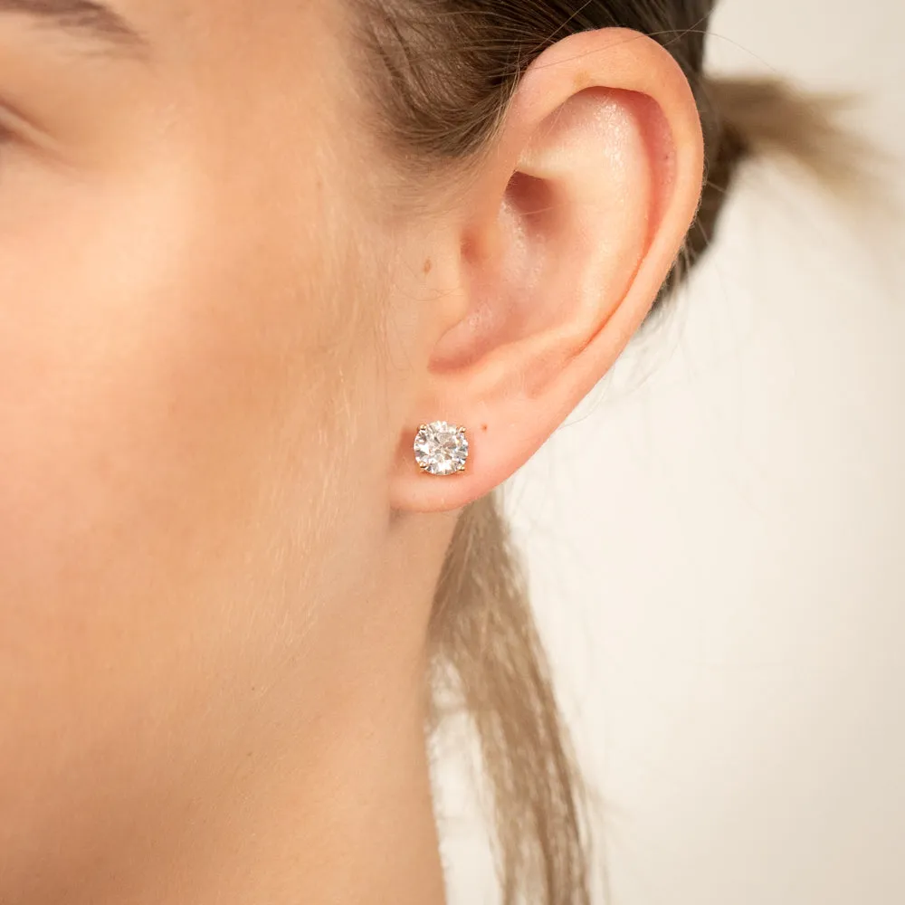 Luminesce Lab Grown 2 Carat Diamond Screwback Solitaire Earrings in 14ct Yellow Gold Shiels