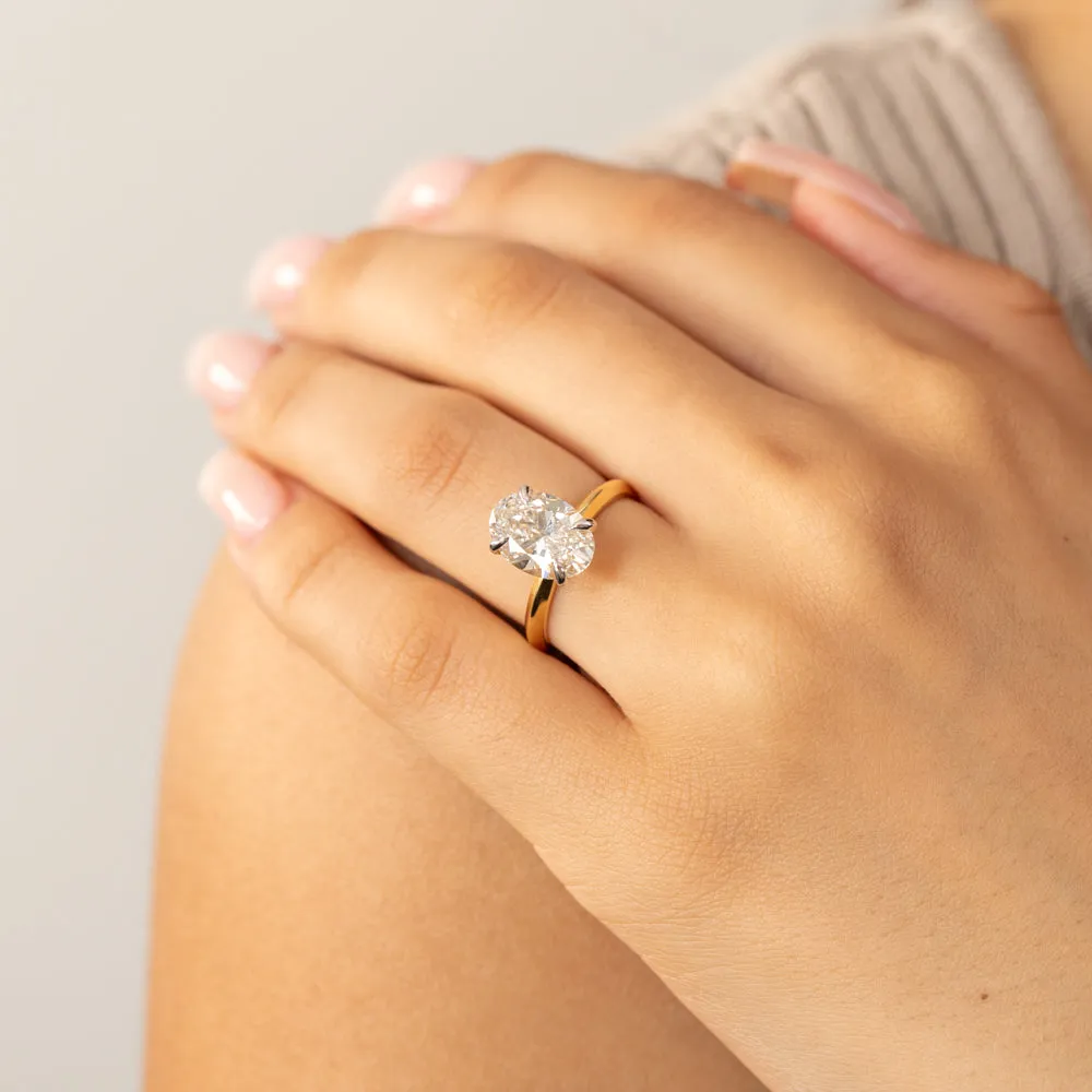 Luminesce Lab Grown 3 Carat Certified Diamond Oval Solitaire Engagement Ring in 18ct Yellow Gold Shiels