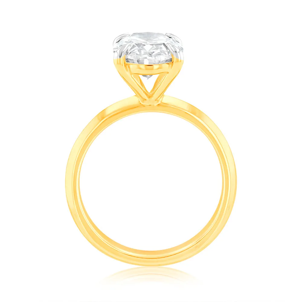 Luminesce Lab Grown 3 Carat Certified Diamond Oval Solitaire Engagement Ring in 18ct Yellow Gold Shiels