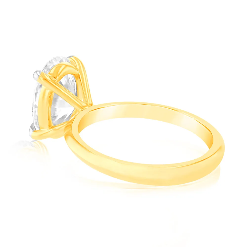 Luminesce Lab Grown 3 Carat Certified Diamond Oval Solitaire Engagement Ring in 18ct Yellow Gold Shiels