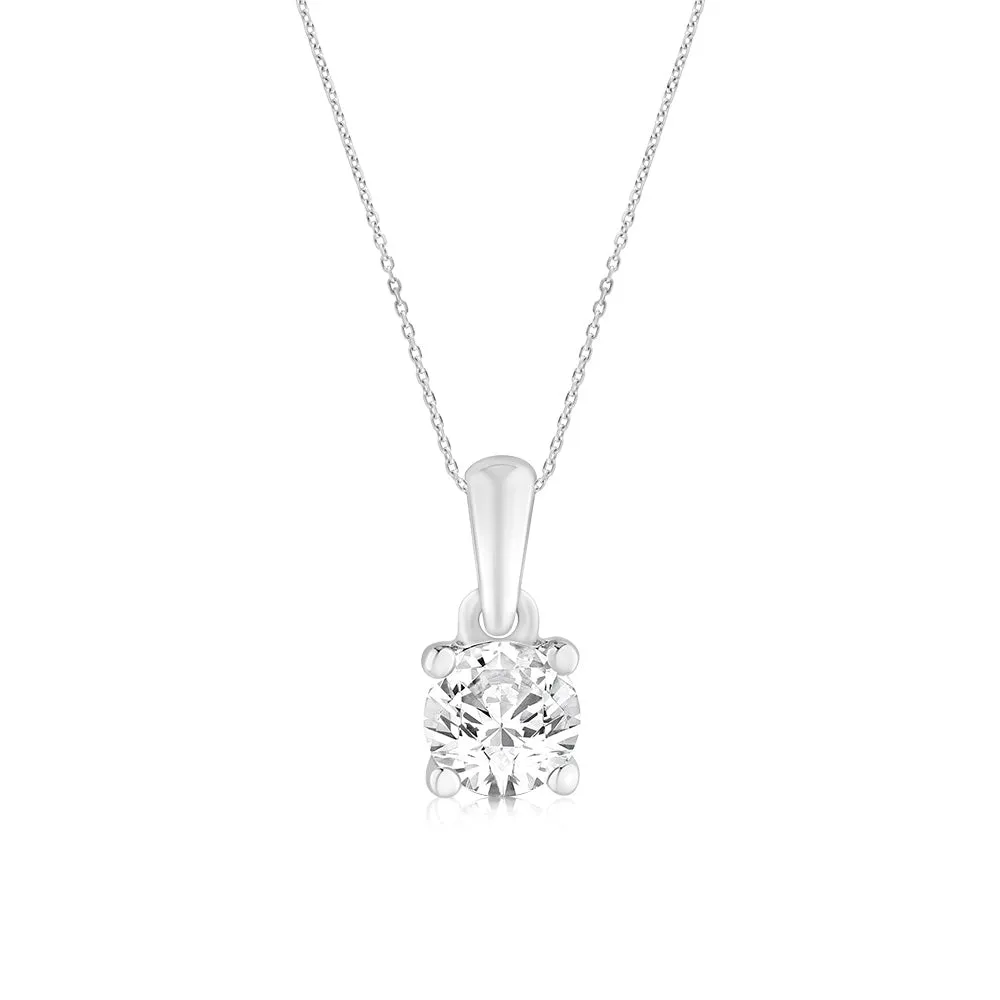 Luminesce Lab Grown 3/4 Carat Diamond Solitaire Pendant on 9ct White Gold Adjustable Chain Shiels