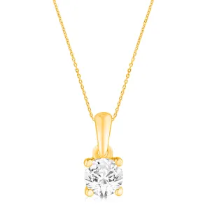 Luminesce Lab Grown 3/4 Carat Diamond Solitaire Pendant on 9ct Yellow Gold Adjustable Chain Shiels