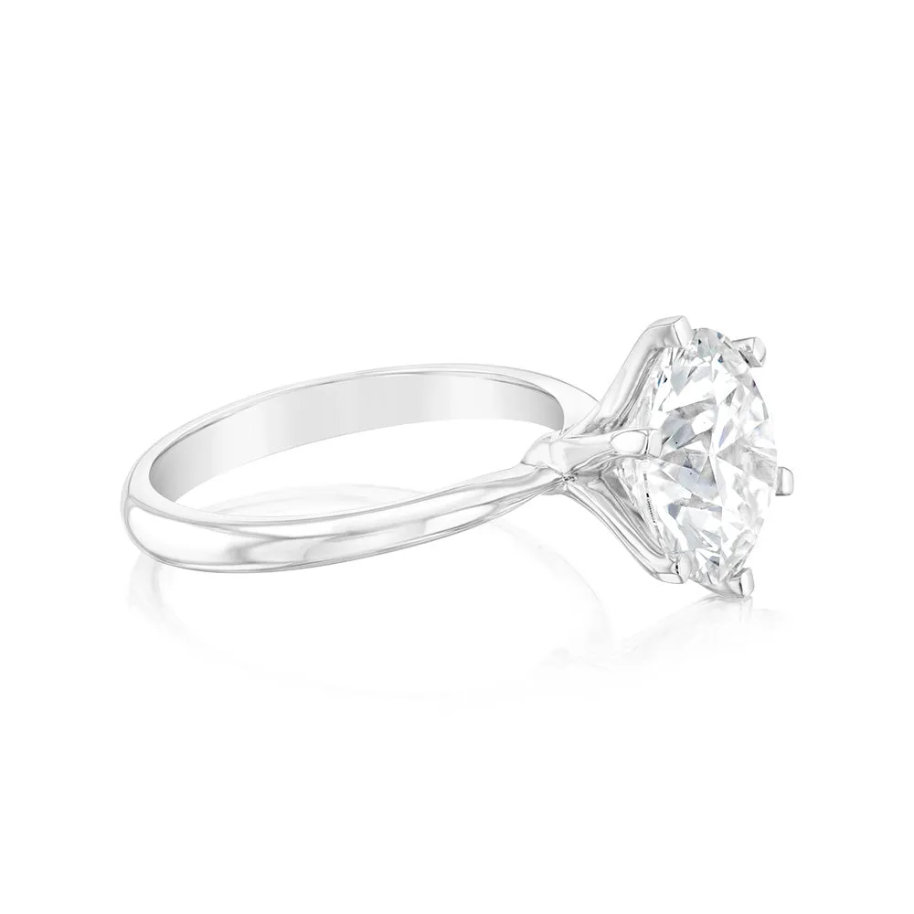 Luminesce Lab Grown 4Carat Certified Diamond Solitaire Ring in 18ct White Gold Shiels