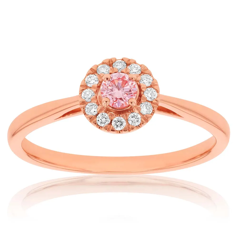 Luminesce Lab Grown 9ct Rose Gold 1/5 Carat Pink & White Diamond Ring Shiels