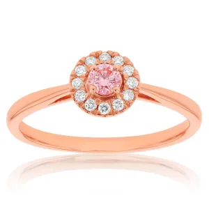 Luminesce Lab Grown 9ct Rose Gold 1/5 Carat Pink & White Diamond Ring Shiels