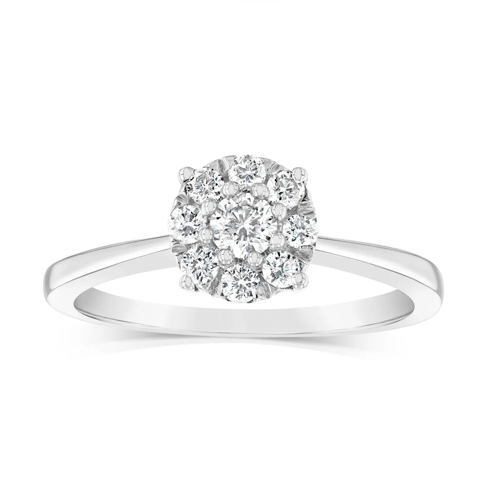 Luminesce Lab Grown 9ct White Gold 0.30 Carat Diamond Round Cluster Ring Shiels