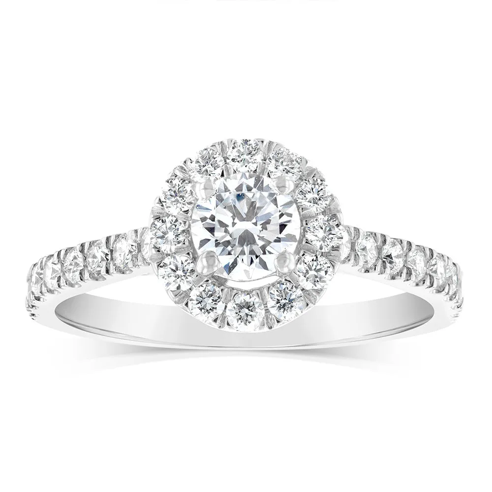 Luminesce Lab Grown 9ct White Gold 1 Carat Diamond Halo Solitaire Ring Shiels