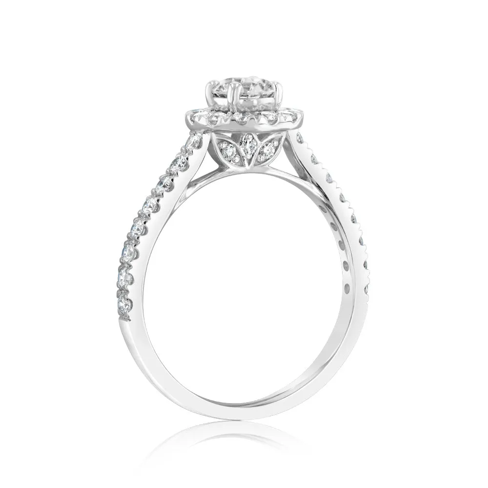Luminesce Lab Grown 9ct White Gold 1 Carat Diamond Halo Solitaire Ring Shiels