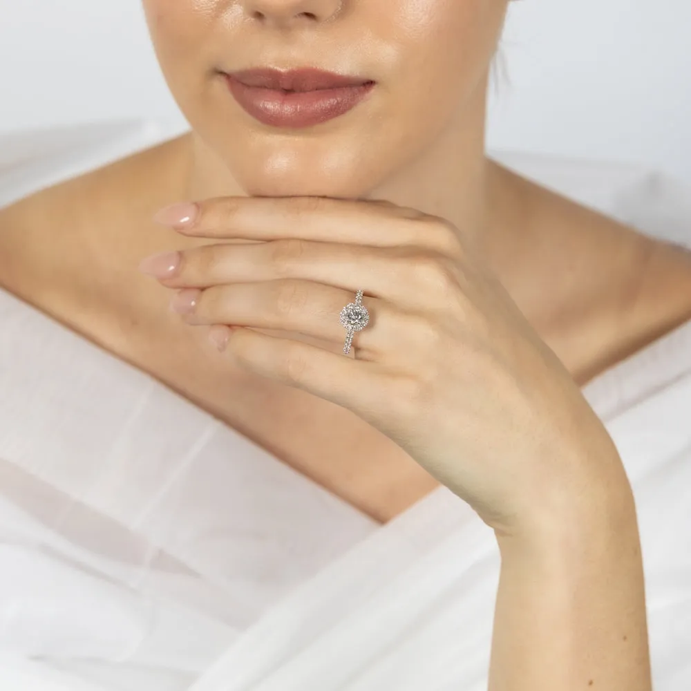 Luminesce Lab Grown 9ct White Gold 1 Carat Diamond Halo Solitaire Ring Shiels