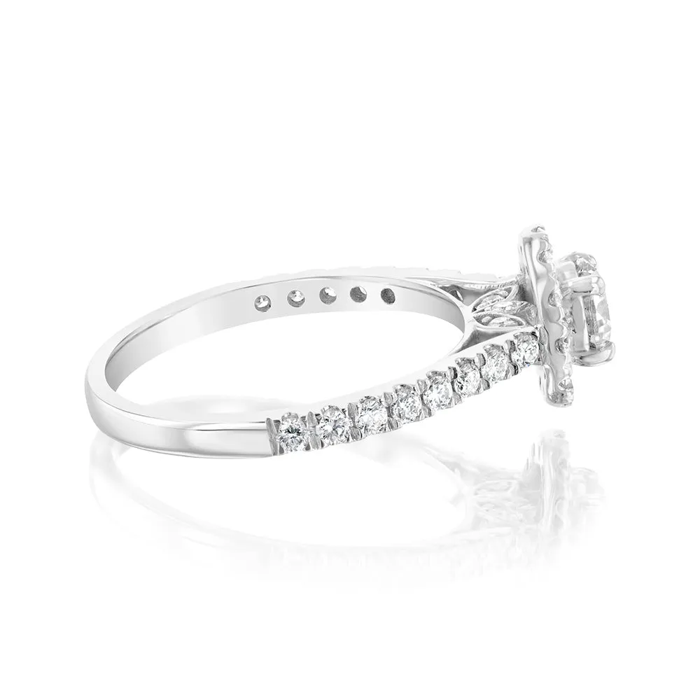 Luminesce Lab Grown 9ct White Gold 1 Carat Diamond Halo Solitaire Ring Shiels