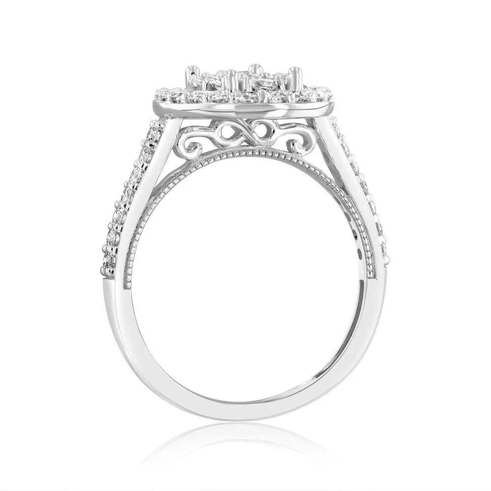 Luminesce Lab Grown 9ct White Gold 1.2 Carat Diamond Round Shaped Bridal Set Shiels