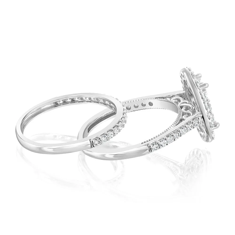 Luminesce Lab Grown 9ct White Gold 1.2 Carat Diamond Round Shaped Bridal Set Shiels