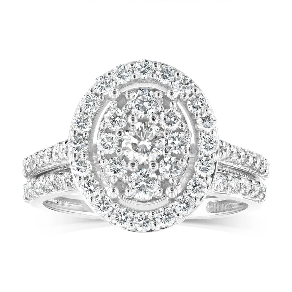 Luminesce Lab Grown 9ct White Gold 1.2 Carat Diamond Round Shaped Bridal Set Shiels