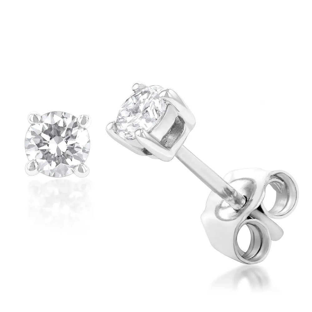 Luminesce Lab Grown 9ct White Gold Diamond Solitiaire Classic 1/3 Carat Stud Earrings Shiels