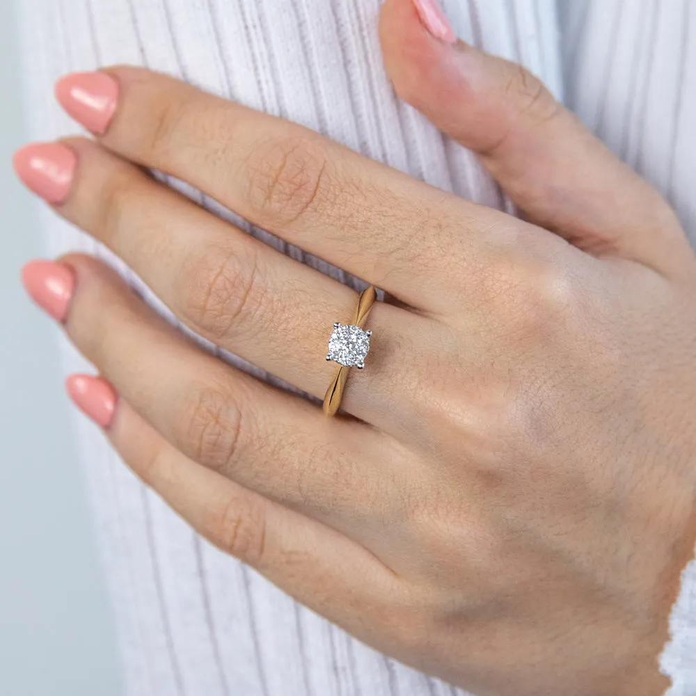 Luminesce Lab Grown 9ct Yellow Gold 0.25 Carat Diamond Ring with 11 Diamonds Shiels