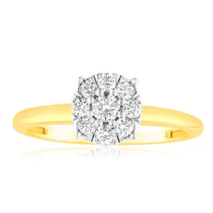 Luminesce Lab Grown 9ct Yellow Gold 0.30 Carat Diamond Flower Shaped Ring Shiels