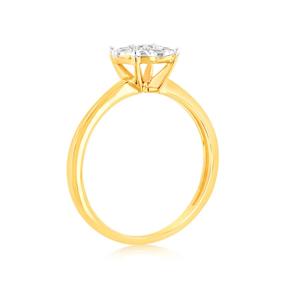 Luminesce Lab Grown 9ct Yellow Gold 0.30 Carat Diamond Flower Shaped Ring Shiels