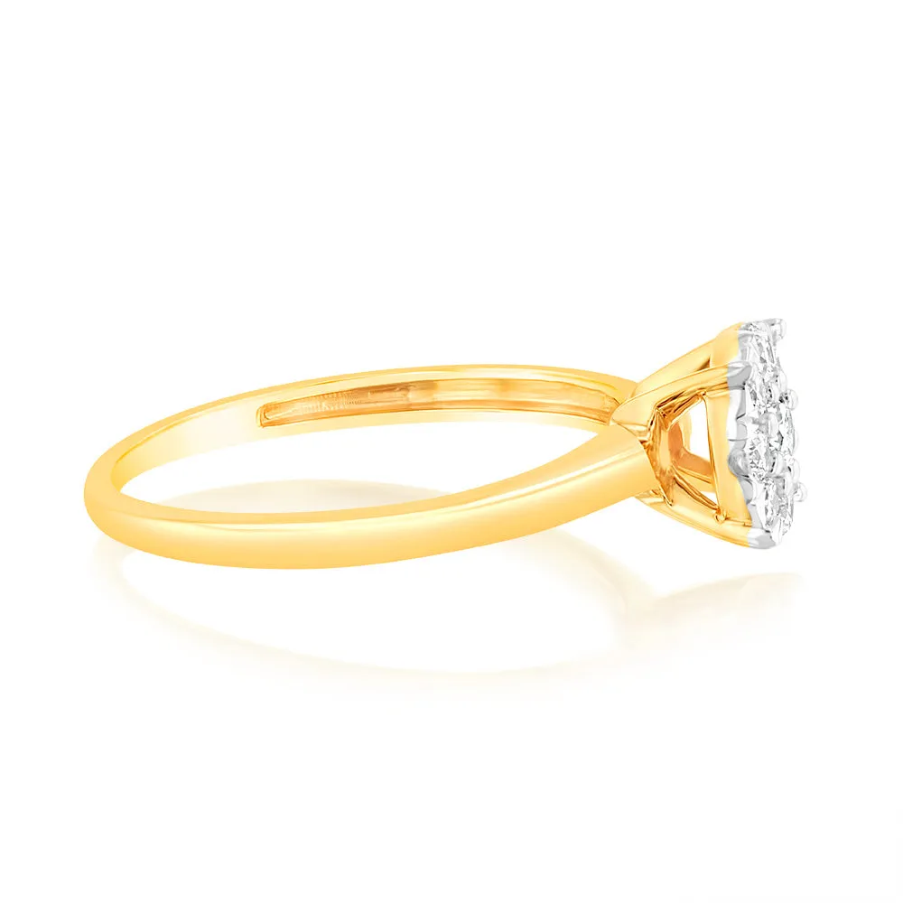 Luminesce Lab Grown 9ct Yellow Gold 0.30 Carat Diamond Flower Shaped Ring Shiels