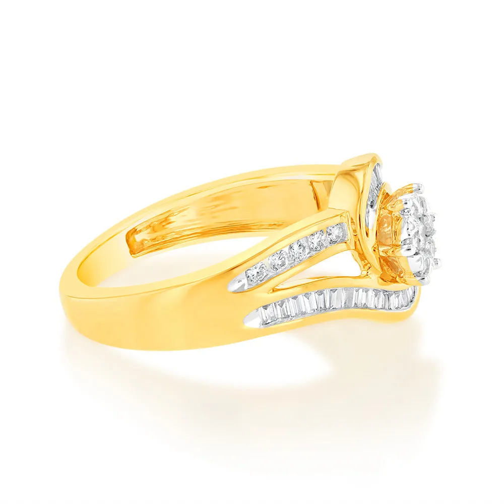 Luminesce Lab Grown 9ct Yellow Gold 0.30 Carat Diamond Wrap Around Ring in 51 Diamonds Shiels