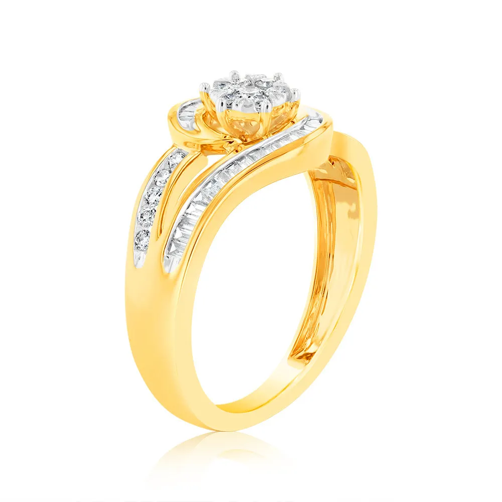 Luminesce Lab Grown 9ct Yellow Gold 0.30 Carat Diamond Wrap Around Ring in 51 Diamonds Shiels