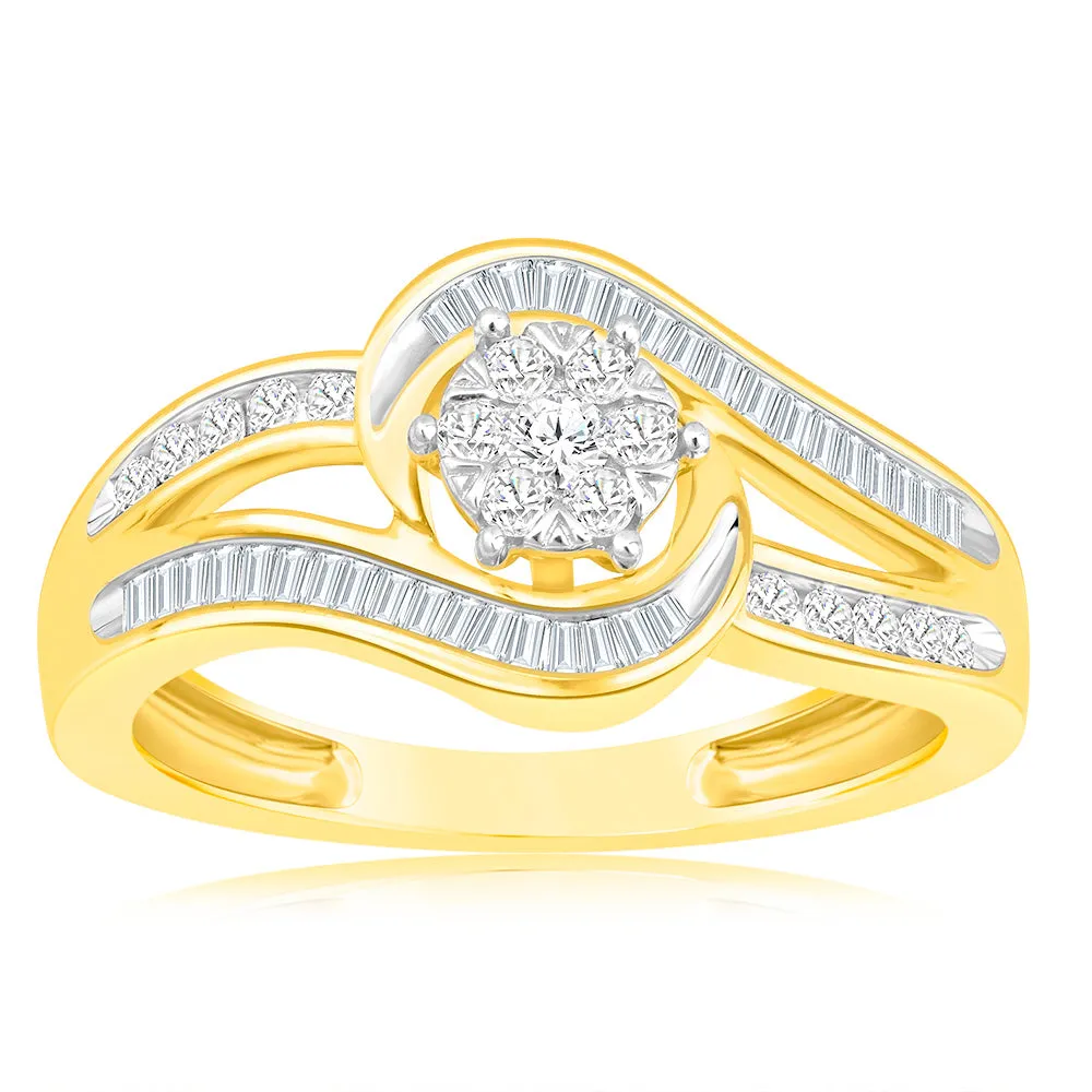 Luminesce Lab Grown 9ct Yellow Gold 0.30 Carat Diamond Wrap Around Ring in 51 Diamonds Shiels